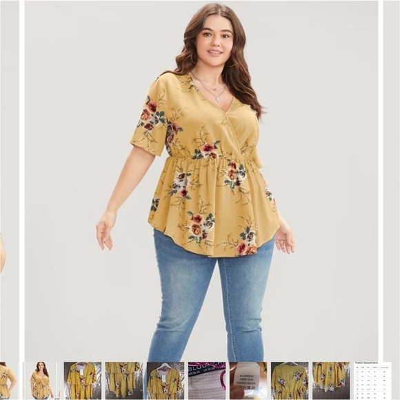 BloomChic Yellow Puff Sleeve Wrap Blouse - Picture 6 of 12